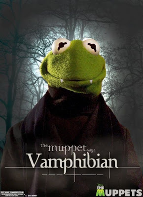 The Muppets Twilight Themed One Sheet Character Movie Posters - “The Muppet Saga” Kermit the Frog as Vamphibian (Edward)