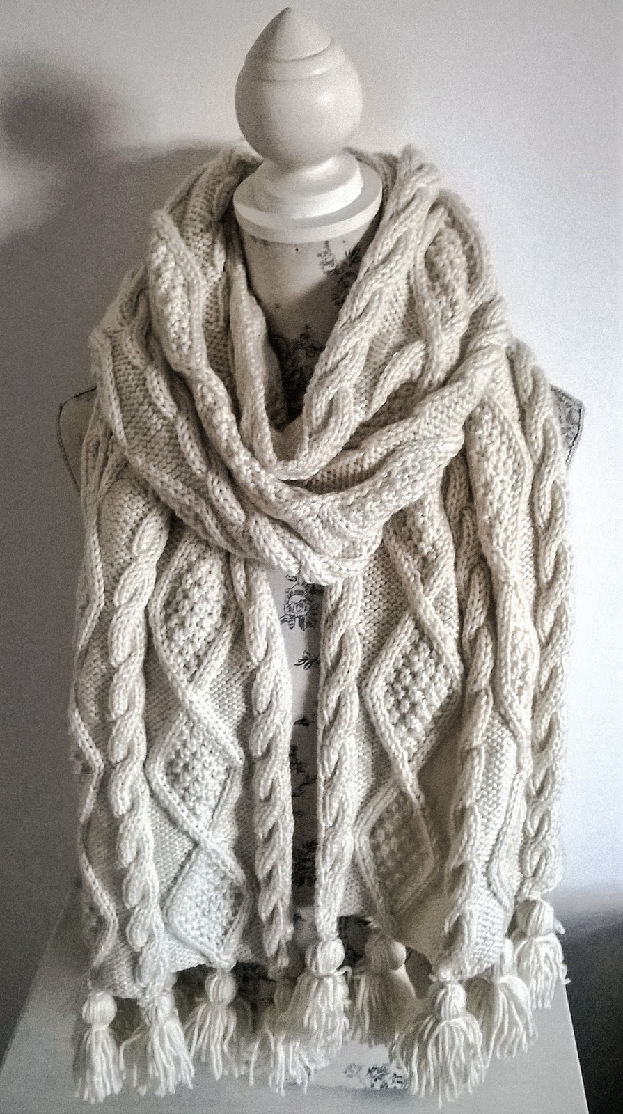 Aran Cable Scarf and Throw Knitting Pattern