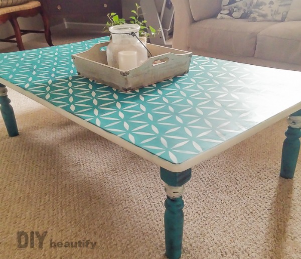 Rescuing A Coffee Table From The Trash Again Diy Beautify Don T Throw That Table Away Stencil It For A Fresh New Look