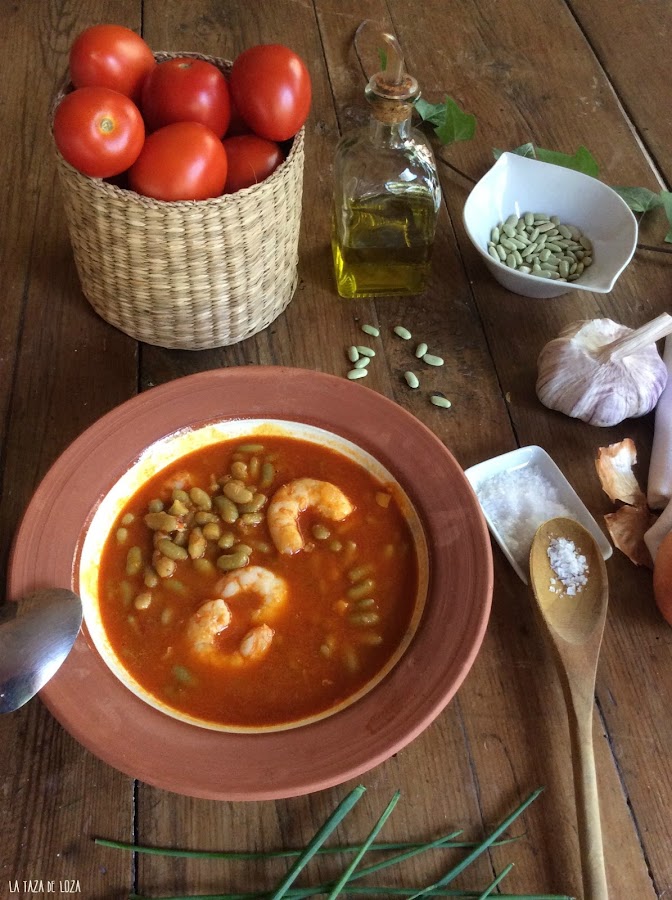 judías-verdinas-con-langostinos