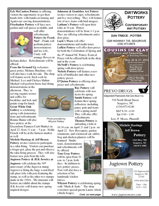 Seagrove Pottery - Three Corners Clay: Seagrove Pottery News - In the 