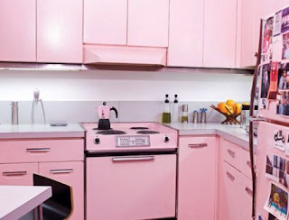 pink kitchen cabinets