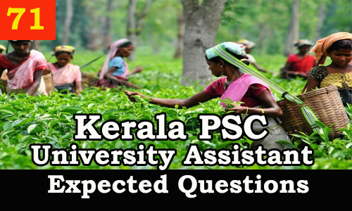 Kerala PSC : Expected Question for University Assistant Exam - 71
