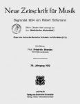Neue Zeitschrift für Musik. 79. Jahrgang, 1912