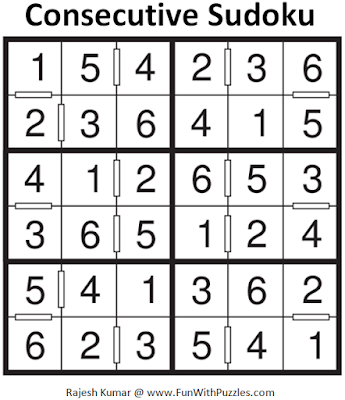 Consecutive Sudoku (Mini Sudoku Series #53) Solution