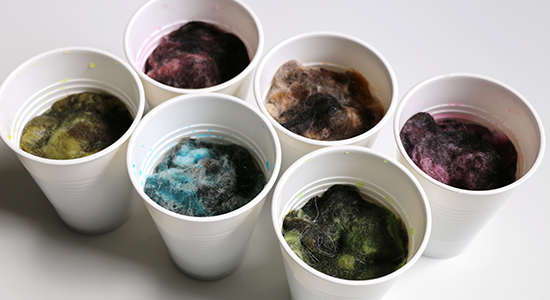 Dyeing Wool by Soaking in Leftover Easter Egg Dye
