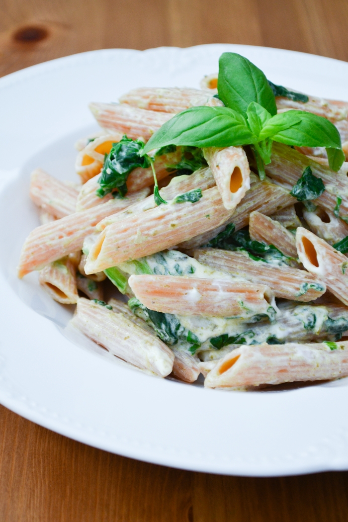 Creamy Spinach and Basil Penne Recipe