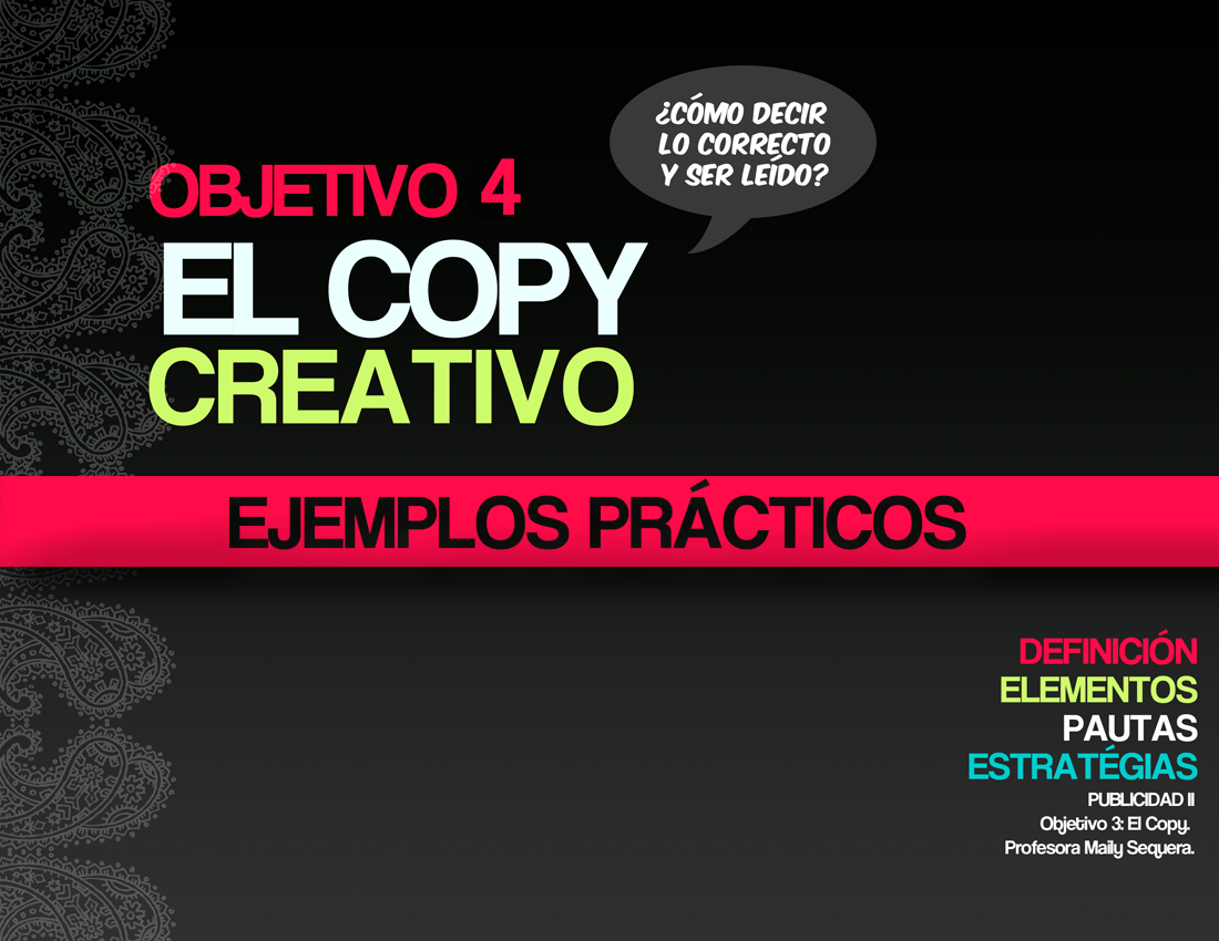 Publicidad II El Copy Creativo. Ejemplos ¡Lleven el pendrive! Publicidad II El Copy Creativo. Ejemplos ¡Lleven el pendrive!