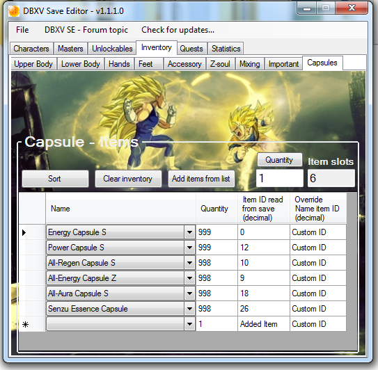 Save Editor For Dragon Ball Xenoverse PC RymuGen Mods