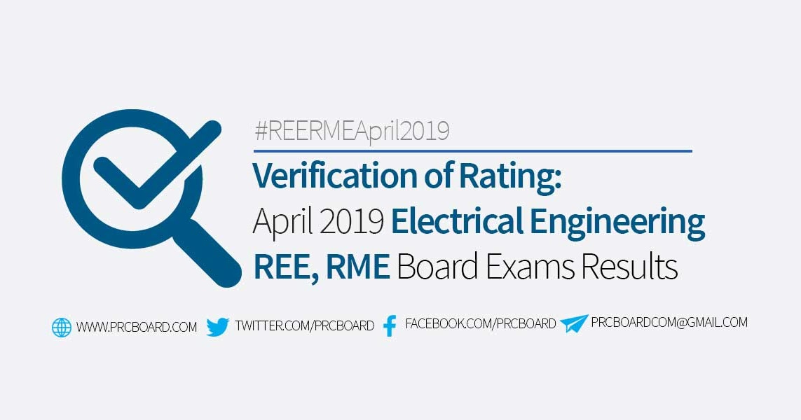 VERIFICATION OF RATING April 2019 Electrical Engineering, REE RME