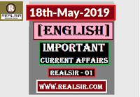 Important Current Affairs 18th May 2019 in English Download Important Current Affairs 18th May 2019 in English Download