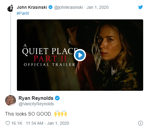 Ryan Reynolds reage ao trailer de Um Lugar Silencioso – Parte II