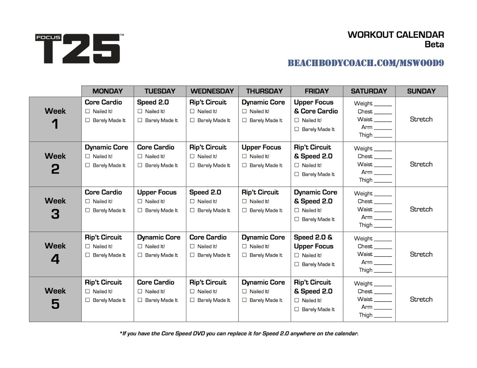 Michelle Is Living Well Focus T25 Workout Calendar Michelle Is Living Well Focus T25 Workout Calendar