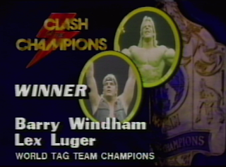 NWA CLASH OF THE CHAMPIONS 1 - 1988: Barry Windham & Lex Luger beat Arn Anderson and Tully Blanchard for the NWA World Tag Team Titles