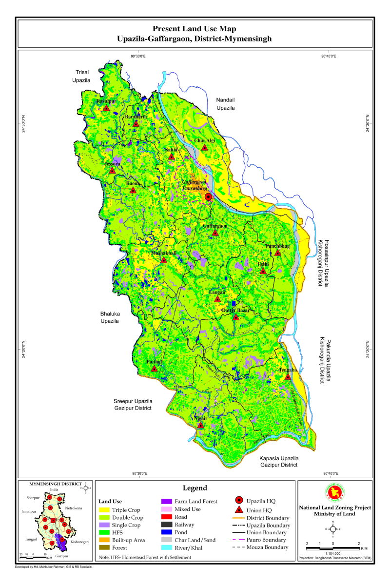 Gaffargaon Upazila Mouza Map Mymensingh District Bangladesh