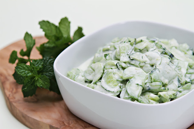 Cucumber salad with Greek yogurt and mint