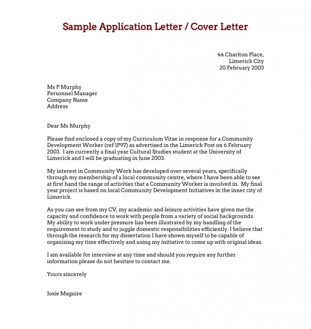 sample application letter enumerator