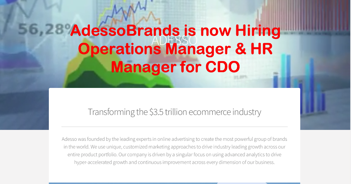 Job Hiring for CDO Operations Manager & HR Manager for AdessoBrands in