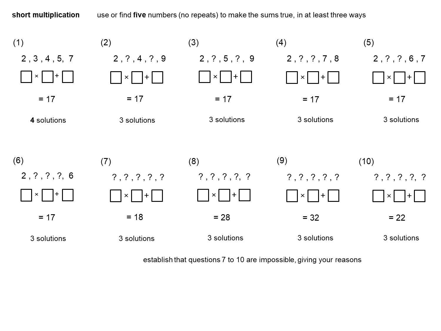 MEDIAN Don Steward mathematics teaching: multiplication problems