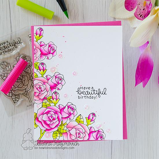 Have a Beautiful Day Card by Tatiana Trafimovich | Roses Stamp Set by Newton's Nook Designs #newtonsnook #handmade