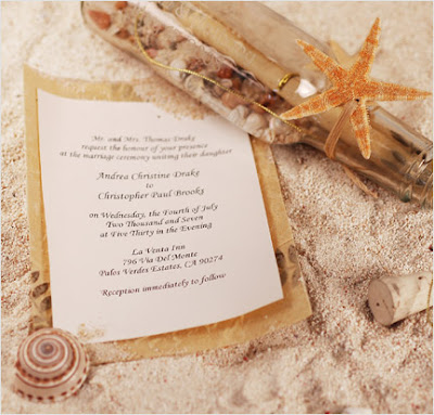 beach wedding invitations in a bottle