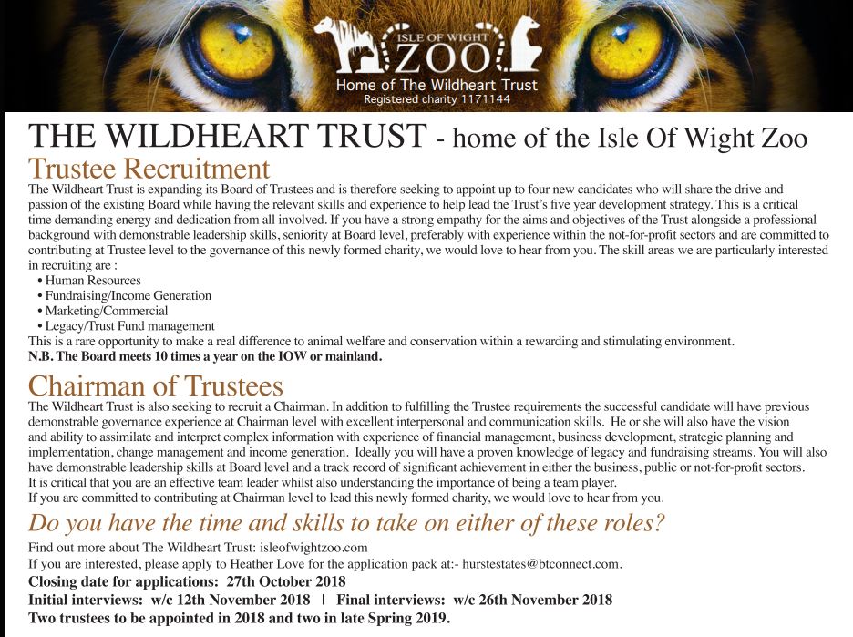 Zoo Jobs Trustee Recruitment