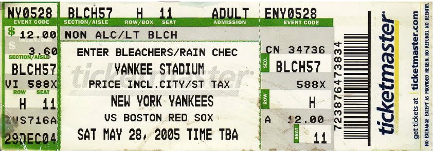 my life scanned red sox yankees tickets and picture of yankee
