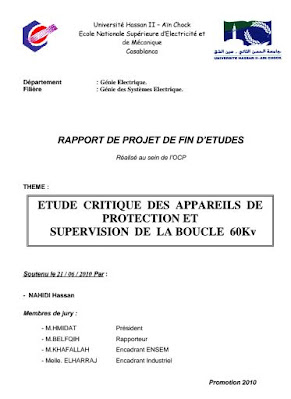Exemple de rapport de stage fin d'étude génie électrique  société OCP