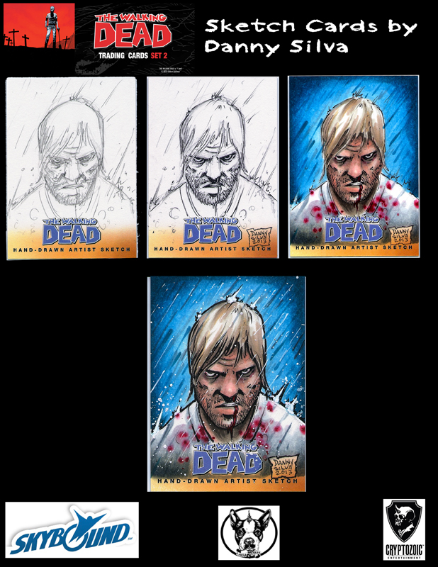 D.Silva Designs "Rick in the Rain" Walking dead Sketch Card for Cryptozoic