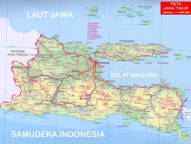 Gambar Peta Jawa Timur versi atlas
