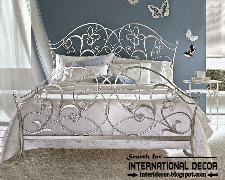 luxurious Italian wrought iron beds and headboards 2015, silver wrought iron bed