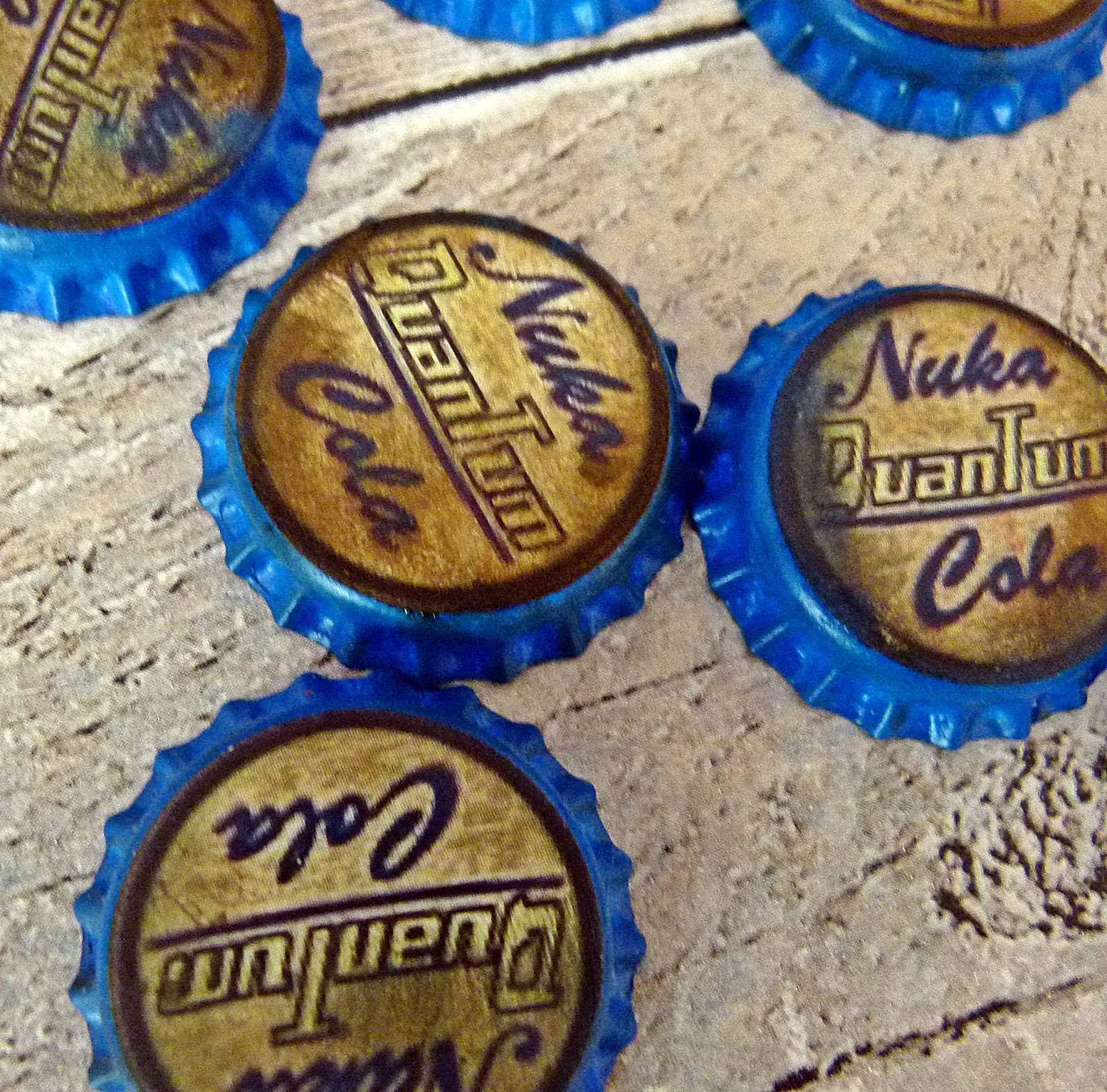 Fallout Themed Altered Bottle Caps Nuka Cola, Nuka Quantum and Sunset