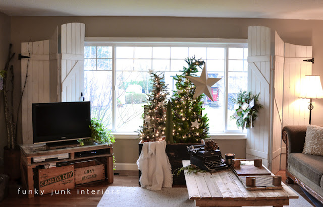 Christmas living room with Christmas tree forest via Funky Junk Interiors - Christmas home tour 2012 Christmas living room with Christmas tree forest via Funky Junk Interiors - Christmas home tour 2012