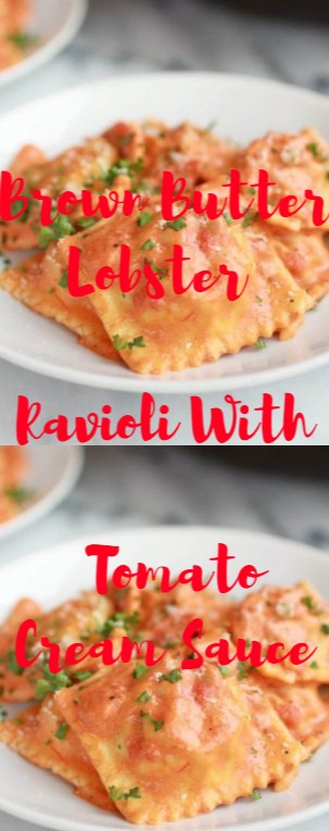 Brown Butter Lobster Ravioli With Tomato Cream Sauce - Velly Cooking