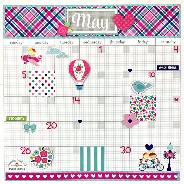 12x12 May Calendar Scrapbook Page Layout by Artsy Albums