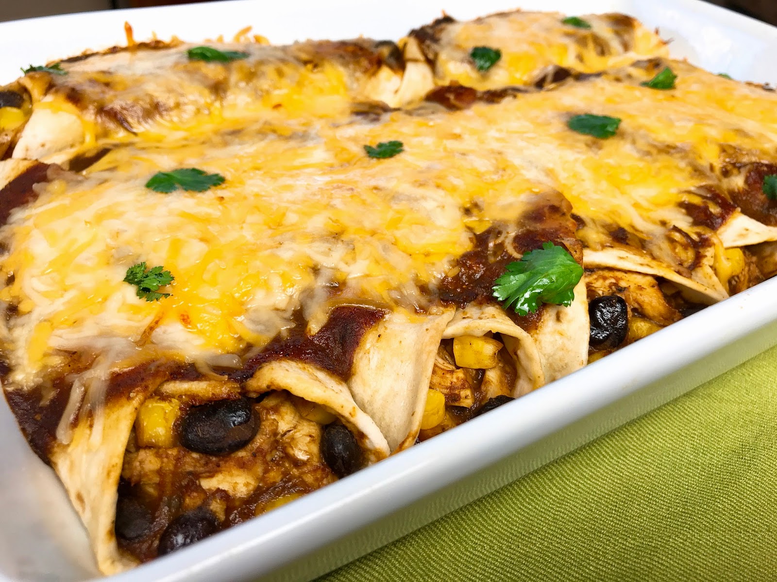 Chicken and Black Bean Enchiladas with MoleSpiked Sauce