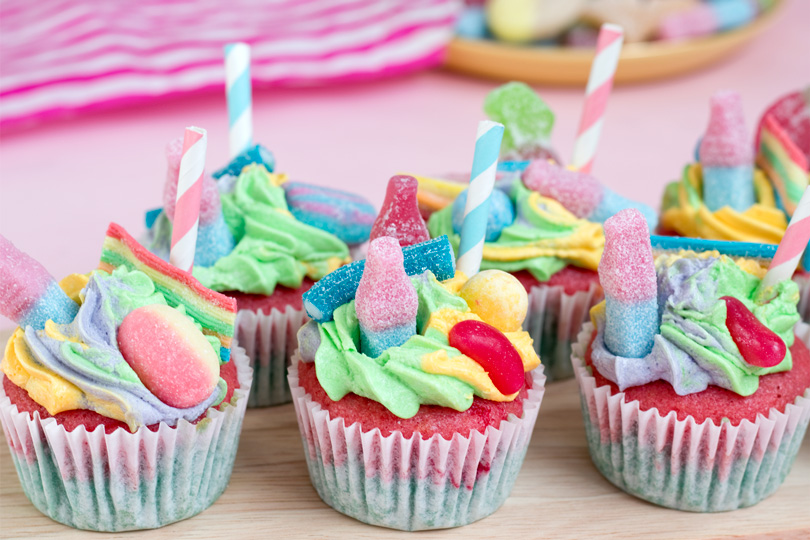 vegan pick 'n' mix bubblegum cupcakes