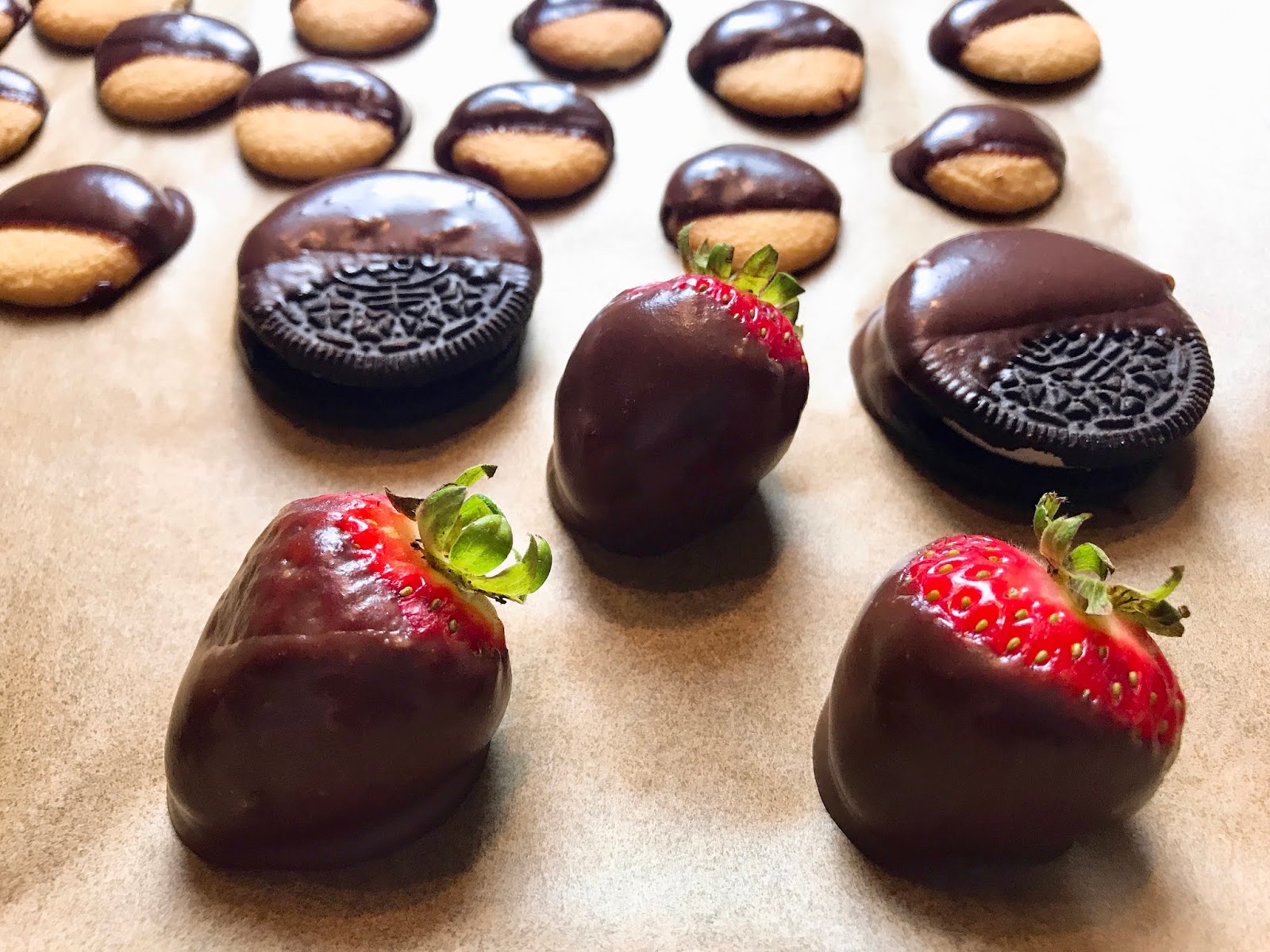 Chocolate Ganache Dipped Cookies and Fruit