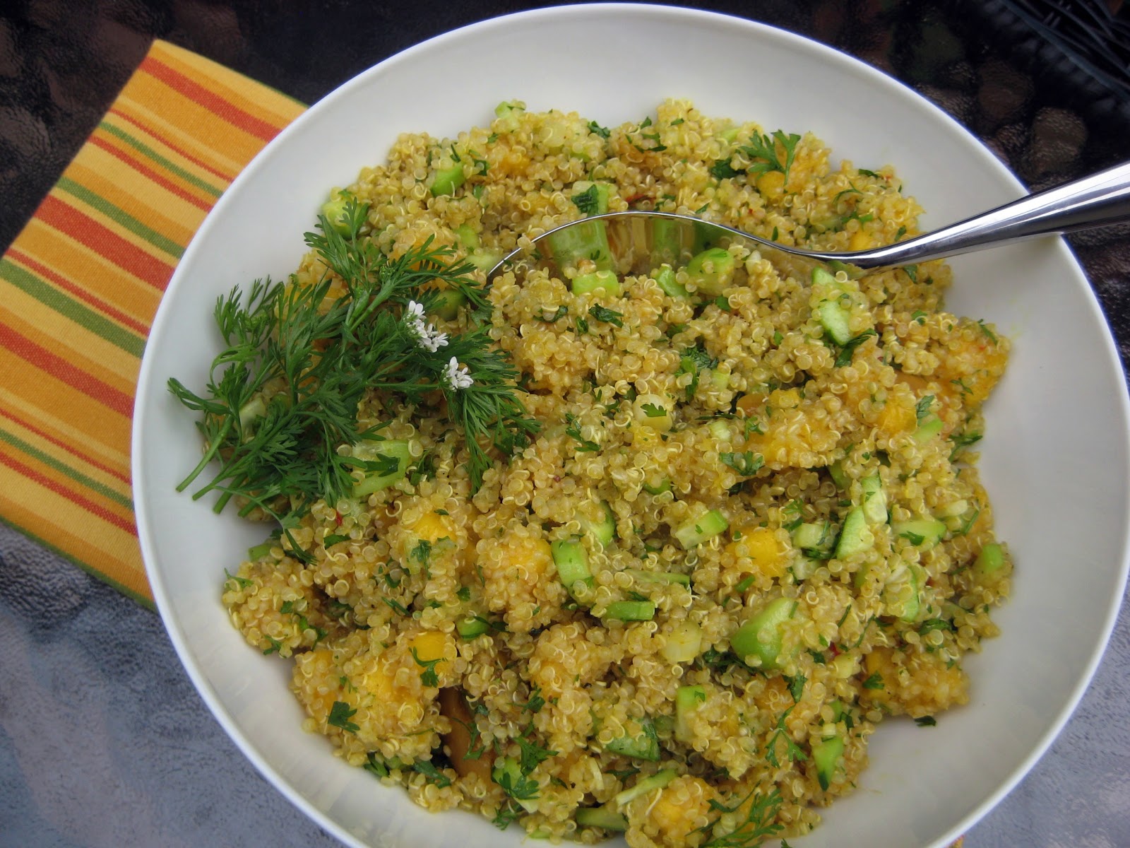 Quinoa Salad with Mango, Curry and Cucumber - Always Ravenous