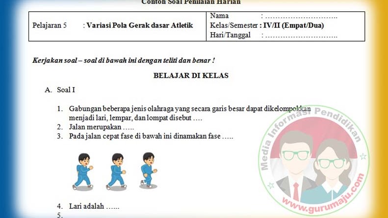 Soal Ph Uh Pjok Kelas 4 Kurikulum 2013 Semua Tema Guru Maju