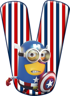 Abecedario Capitán América Minion. Minion Captain America Alphabet.