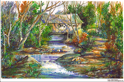 covered bridge watercolor