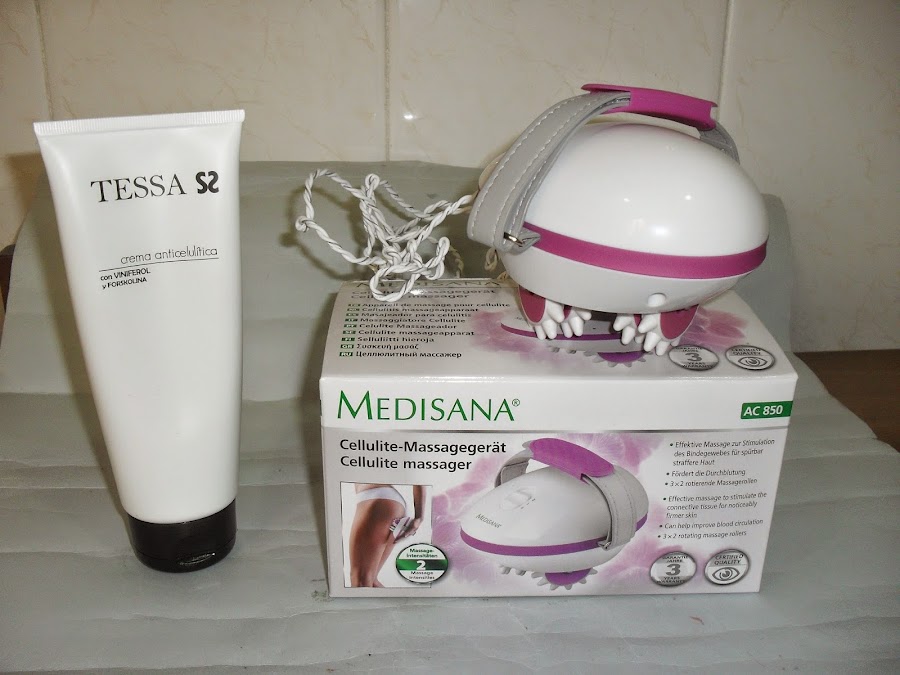 Imagen Crema anticelulitica Tessa Cosmetics y Masajedor Medisana