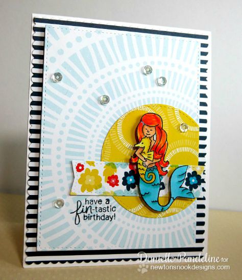 Mermaid Birthday card by Danielle Pandeline | Mermaid Crossing Stamp Set by Newton's Nook Designs #mermaid #newtonsnook