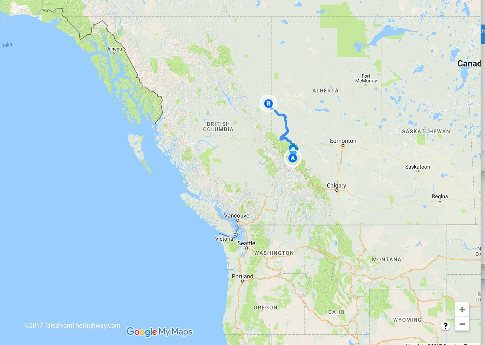 Tales from the Highway Jasper AB to Dawson Creek BC.