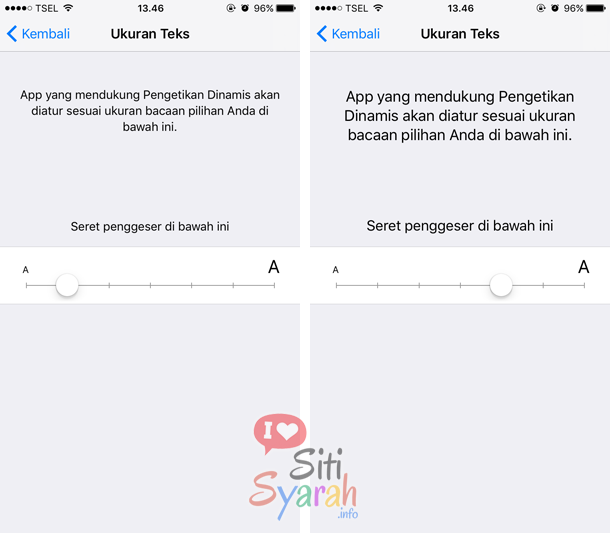 setting huruf di iPhone