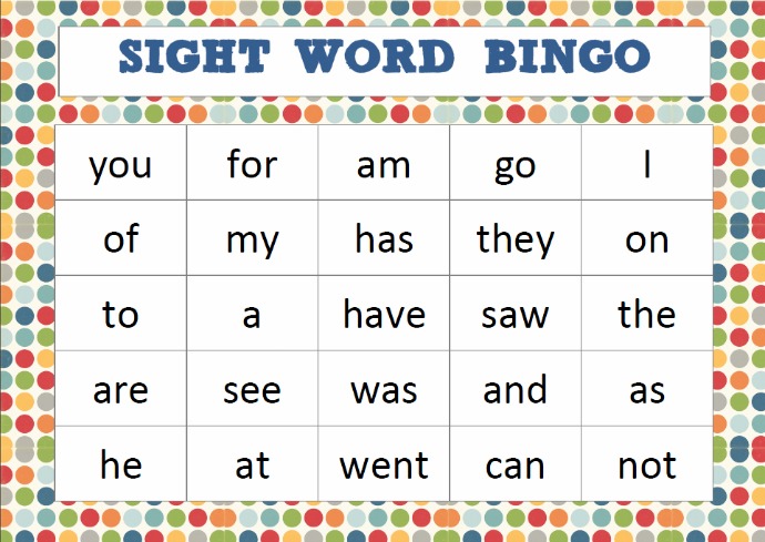 Printable Sight Word Bingo Printable Templates