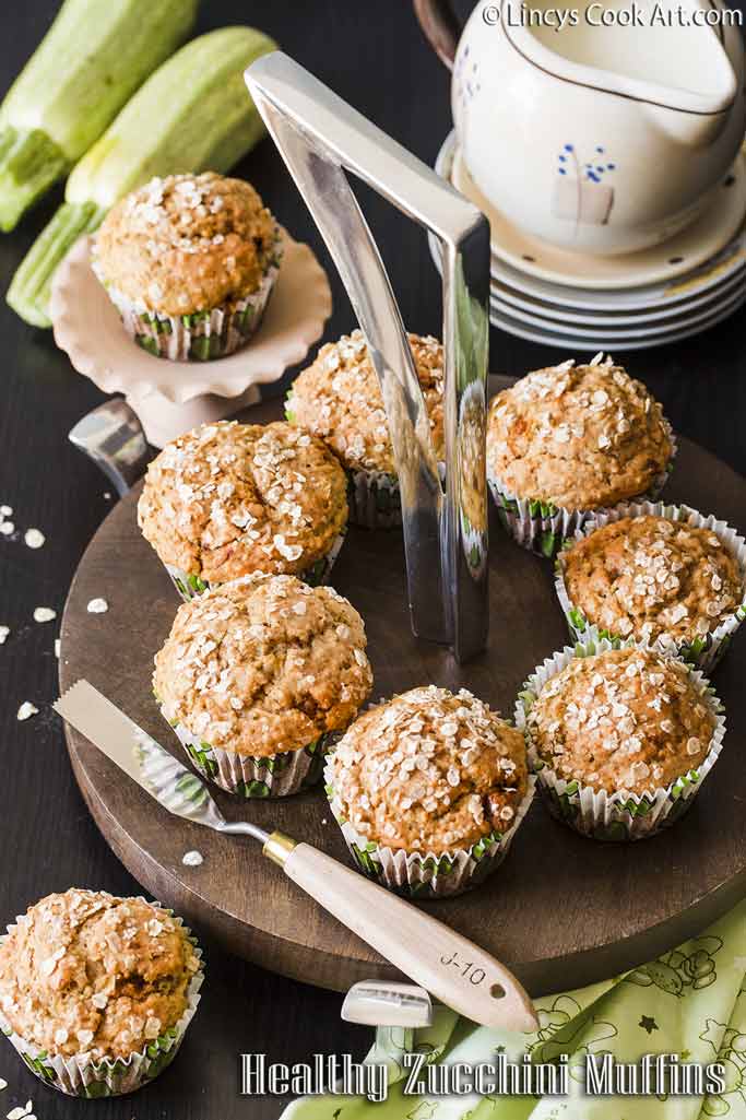 Healthy Zucchini Oatmeal Muffins Lincy's Cook Art