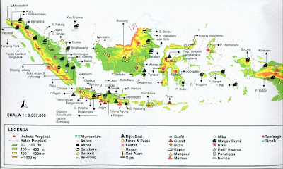 Peta persebaran hasil tambang di Indonesia