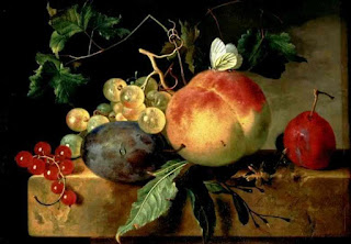 Jan van Huysum, Meyveli Natürmort, 21 x 27 cm, Mauritshus Müzesi, ague Hollanda